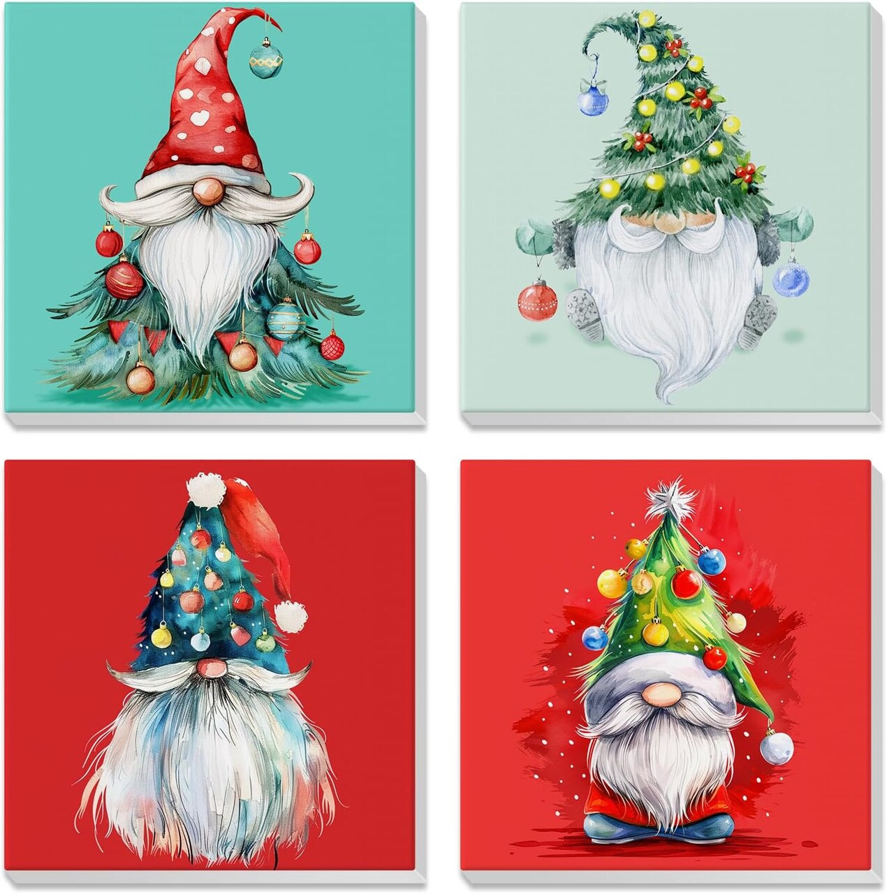 Christmas Gnomes Cartoon Paint by Number Kits for Kids Adults Beginners, 4 Pack DIY Kids Paint by Number Kits on Canvas Framed, Color Pictures by Number Acrylic Easy Painting Number Kit Craft 8x8inch